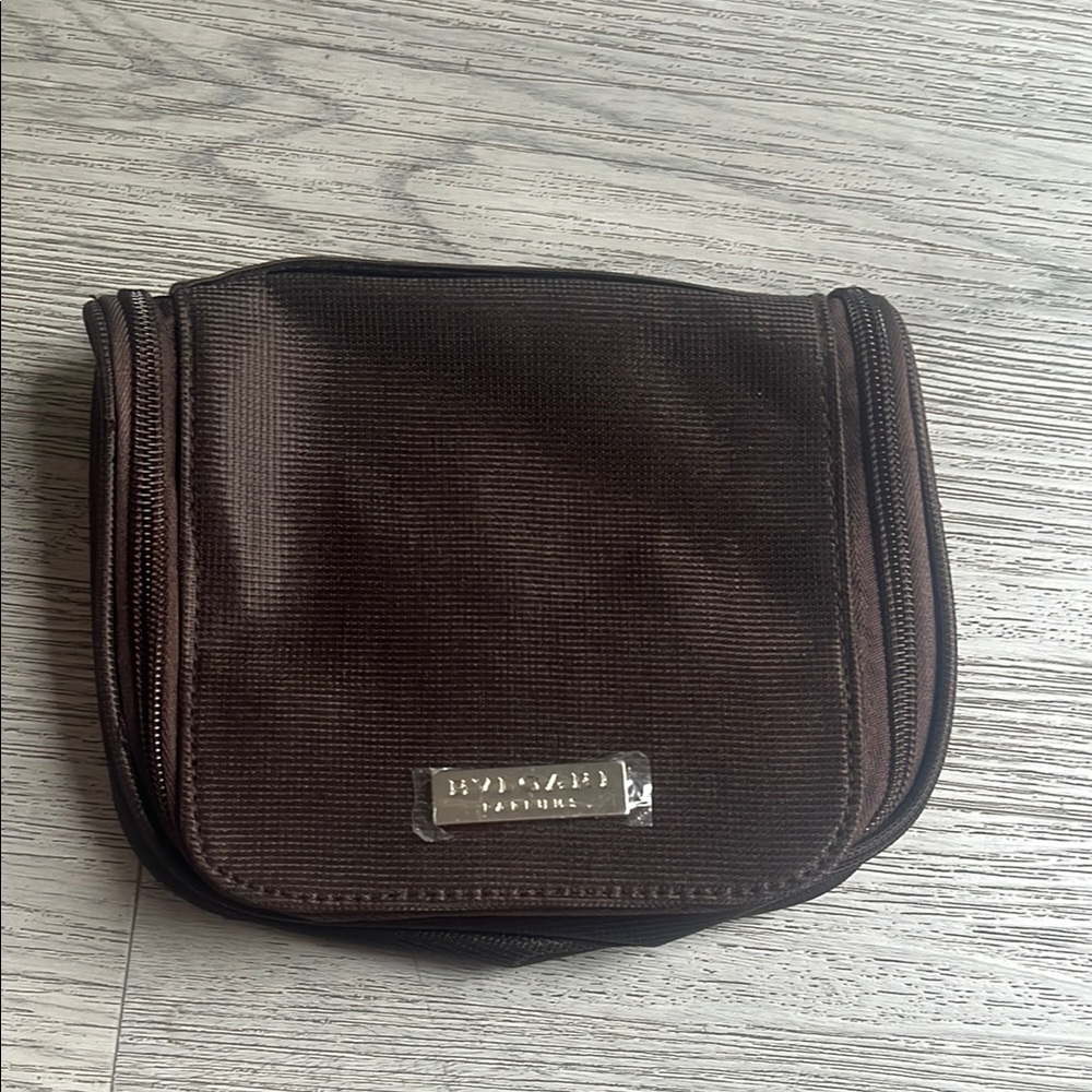 BVLGARI Brown Leather Toiletry Bag Compact and Classic